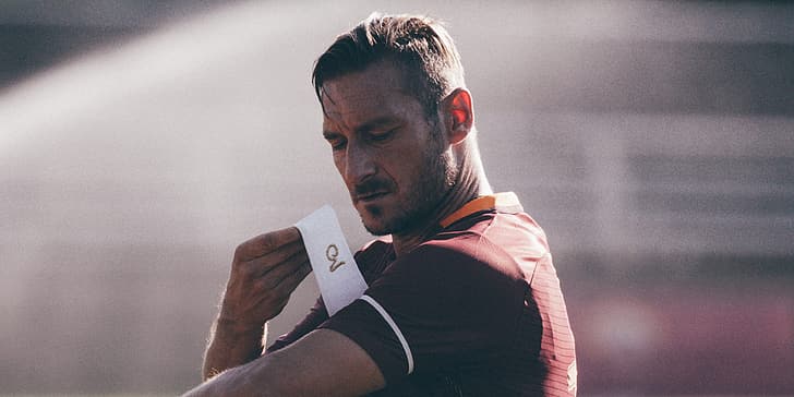 Francesco Totti, Totti, captain, AS Roma, ASR, red, jersey, sport, Rome, Football, Nike, Football Player, HD wallpaper