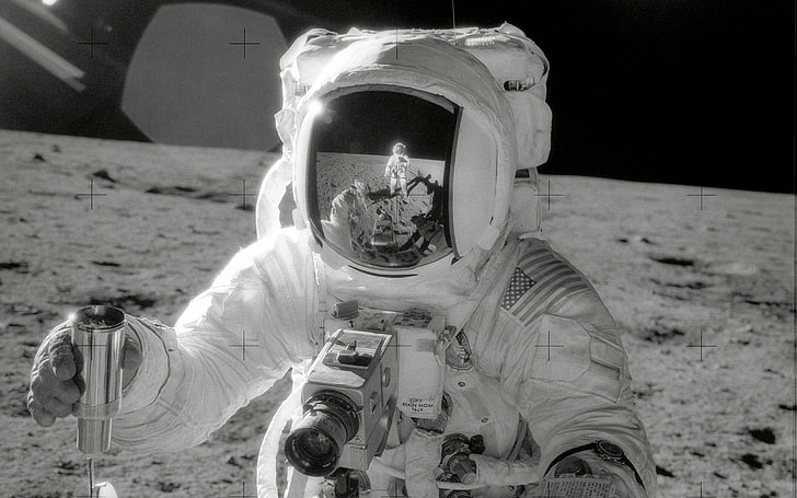 นักบินอวกาศ, ชุดอวกาศ, ดวงจันทร์, อวกาศ, วอลล์เปเปอร์ HD