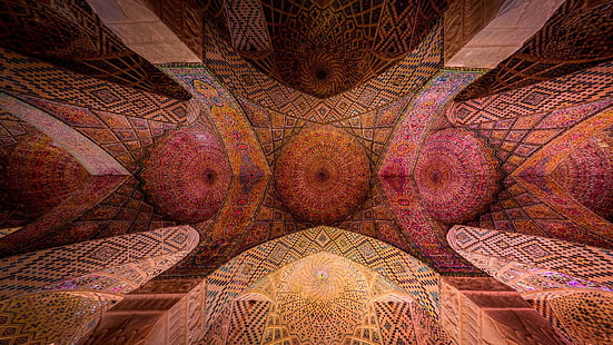 ıran, masque, architecture, fractal art, art, texture, pattern, symmetry, nasir ol molk mosque, vakil bath, HD wallpaper HD wallpaper