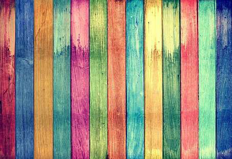 色とりどりの木製のフェンス、背景、ボード、虹、テクスチャ、 HDデスクトップの壁紙 HD wallpaper