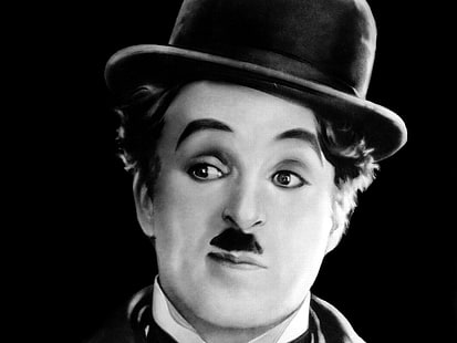 Charlie Chaplin, Charlie Chaplin, actor, comediante, sombrero, bigote, estilo, blanco y negro, Fondo de pantalla HD HD wallpaper