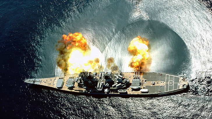 braunes und graues Schiff, US Missouri, Schlachtschiff, Schiff, HD-Hintergrundbild