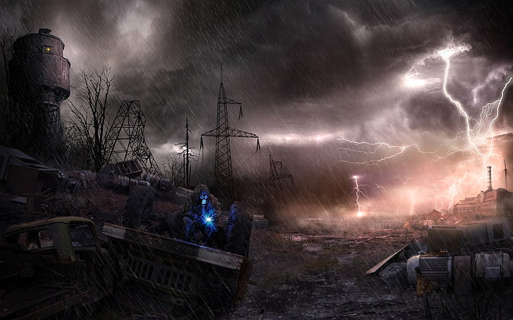Screenshot der Videospielanwendung, S.T.A.L.K.E.R., apokalyptisch, Gasmasken, Koshi, Videospiele, HD-Hintergrundbild