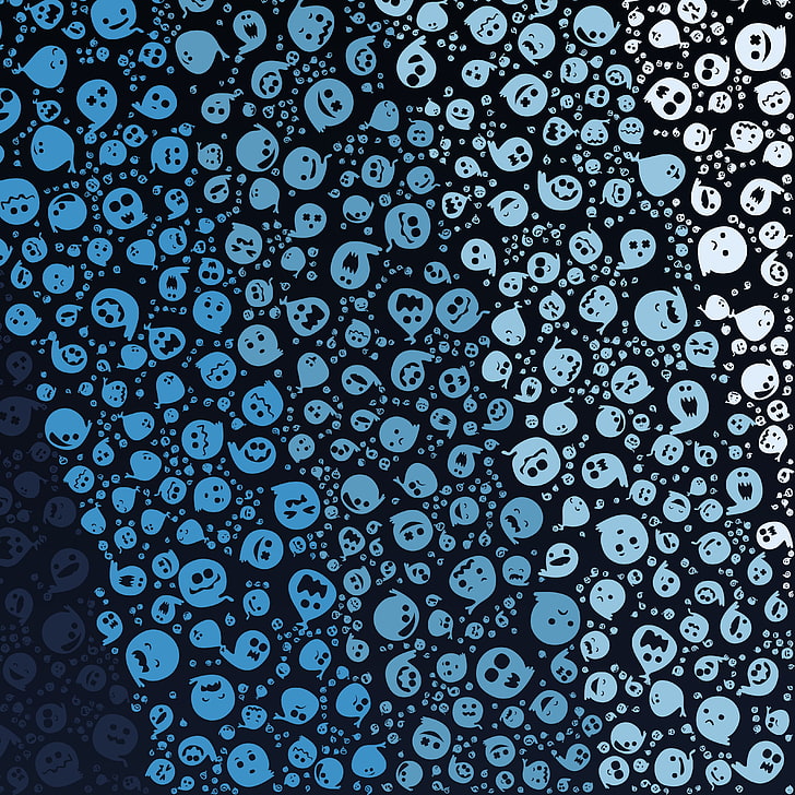 wallpaper ilustrasi hantu biru dan hitam, gaya material, sederhana, penuh warna, Android Marshmallow, Wallpaper HD