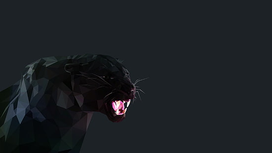 Pantera Negra, gato, Low Poly, HD papel de parede HD wallpaper