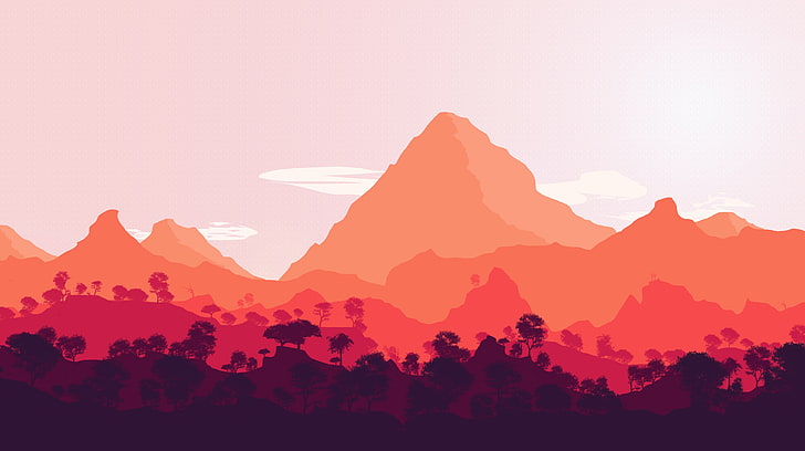 иллюстрация гор и лесов, Firewatch, видеоигры, HD обои