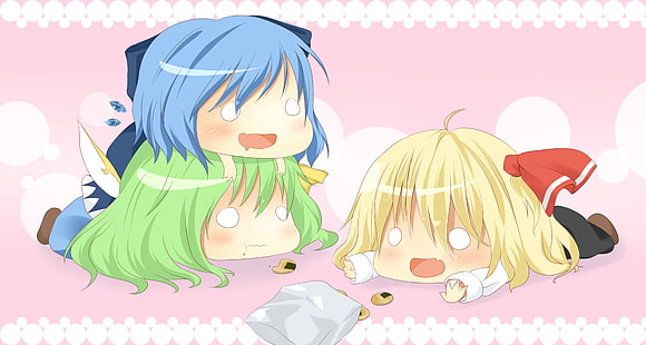Anime, Touhou, Cirno (Touhou), Daiyousei (Touhou), Rumia (Touhou), HD tapet HD wallpaper