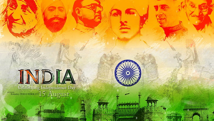 India Independence, 15 Agustus, India, bendera India, Wallpaper HD