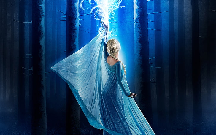 Disney Frozen Elsa wallpaper, Putri Elsa, Once Upon A Time, TV, Frozen (film), fantasi gadis, Disney putri, berambut pirang, gaun, gaun biru, Wallpaper HD