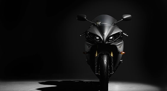 Sfondo nero Yamaha YZF R1 HD, bici sportiva nera, motociclette, Yamaha, nero, Sfondo HD HD wallpaper