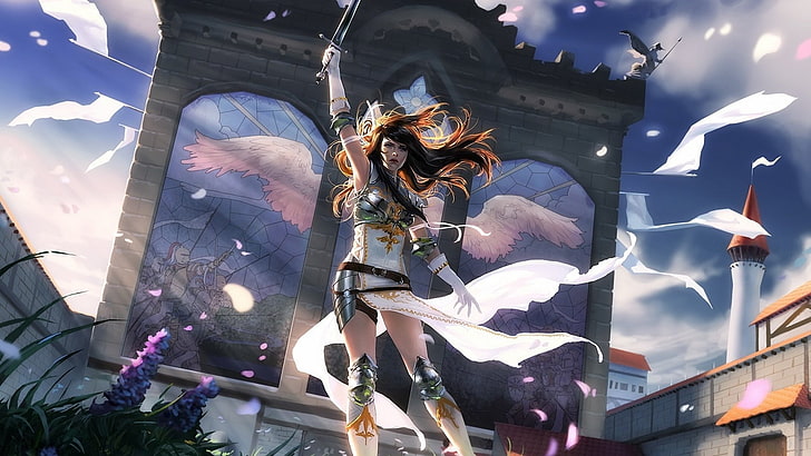 mulher com papel de parede digital espada, fantasia, mulheres guerreira, HD papel de parede