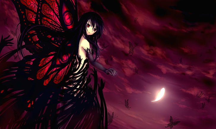 angel, background, dark, demon, girl, gothic, original, witch, HD wallpaper