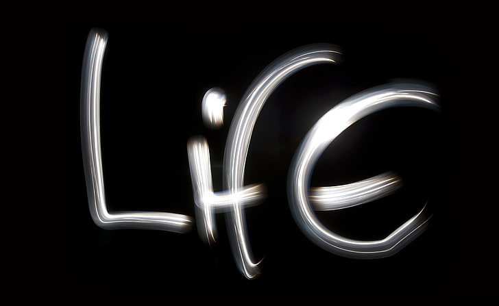 Life, white life text on black background, Artistic, Typography, Life, HD wallpaper