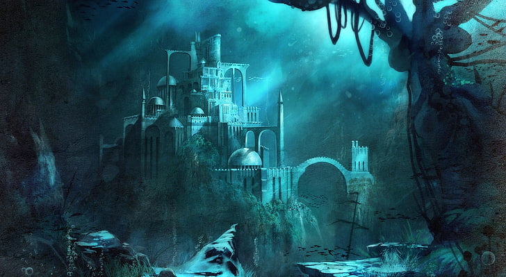 Trine 2   Underwater Castle, Atlantis illustration, Games, Trine, Underwater, Castle, trine 2, underwater castle, HD wallpaper