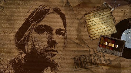 Kurt Coban, Kurt Cobain, Nirvana, kassett, papper, HD tapet HD wallpaper