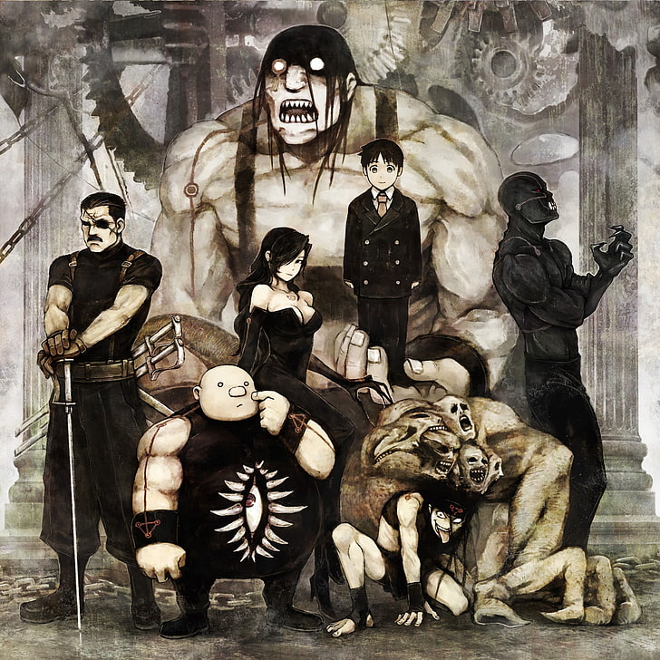 group of armored people wallpaper, Full Metal Alchemist, the seven deadly sins, Wrath, pride, Lust, Envy, Gluttony, anime, HD wallpaper