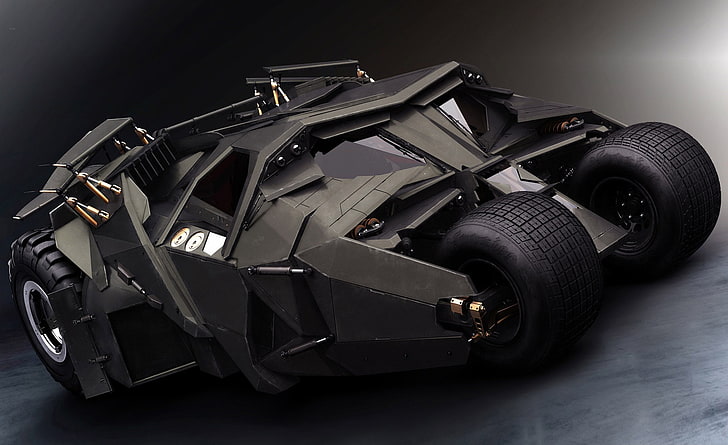 Samochód 3D, ilustracja czarnego Batmobilu, Artystyczny, 3D, samochód 3D, Tapety HD
