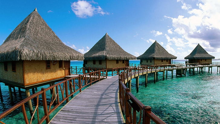 Inseln-Französisch-Polynesien-Hotel-Kia-Lagune-, Insel, Strand, gemütlich, Inseln-Französisch-Polynesien-Hotel-Kia-Lagune- Traum, schön, Bugalow, süß, HD-Hintergrundbild