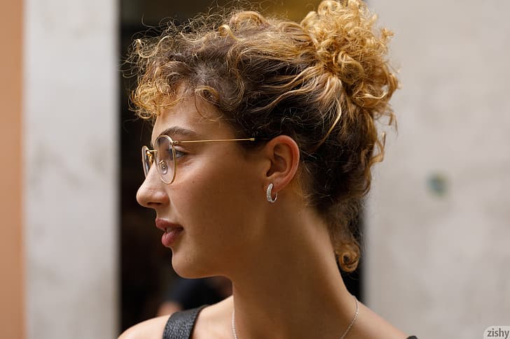 Силвия Белоти, жиши, очила, лице, Италия, HD тапет