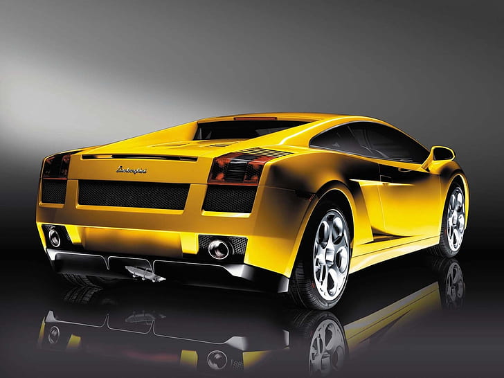 Lamborghini, Car, Famous Brand, Yellow, Simple Background, Photography, lamborghini, car, famous brand, yellow, simple background, photography, HD wallpaper