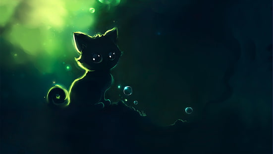 kitten character illustration, kittens, painting, Apofiss, animals, cat, HD wallpaper HD wallpaper