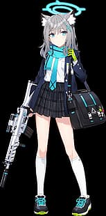 archivio blu, ragazze anime, anime, Girl With Weapon, pistola, Shiroko (Blue Archive), Sfondo HD HD wallpaper