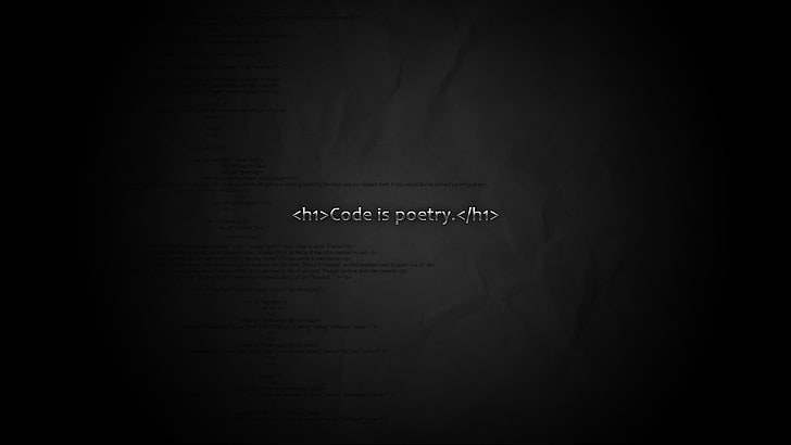weißer Text auf schwarzem Hintergrund, Code, Poesie, Programmierer, HTML, HD-Hintergrundbild