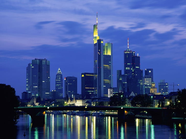 cityscape, Frankfurt, Jerman, Wallpaper HD