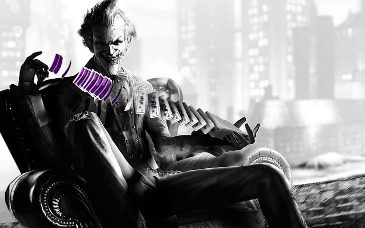 card, smile, batman, Joker, villain, arkham city, HD wallpaper