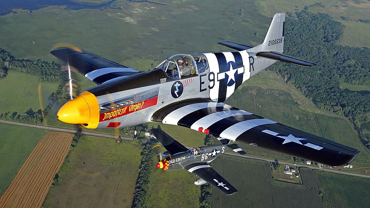 P 51, II wojna światowa, samoloty, myśliwiec, wojskowy, samoloty, Tapety HD