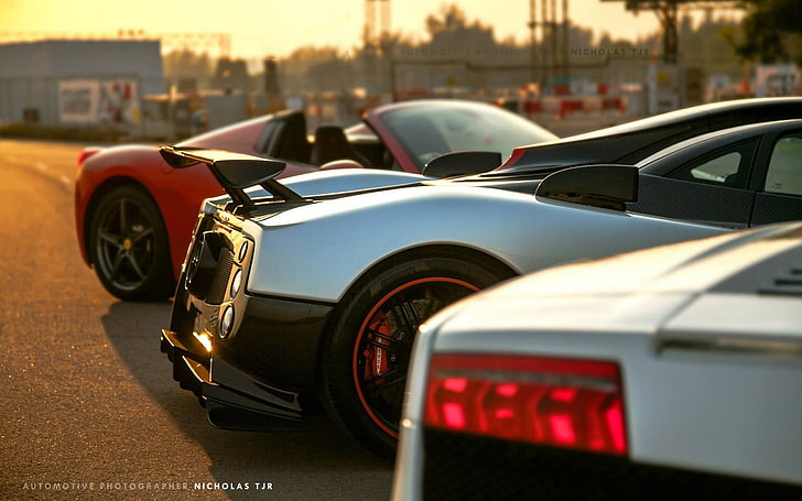 auto di lusso argento e nero, Pagani, Lamborghini, auto, veicoli, macchine rosse, Sfondo HD