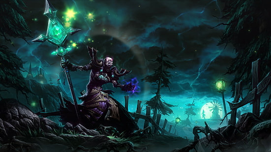 arte fantasy, World of Warcraft, sacerdote ombra, arte digitale, Sfondo HD HD wallpaper