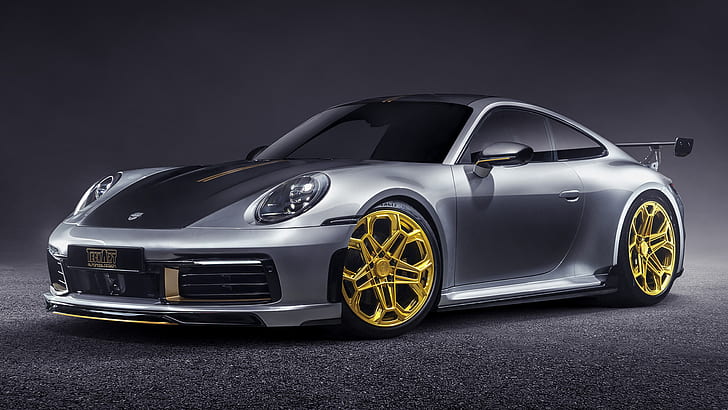 Porsche, Porsche 911 Carrera S, samochód, Porsche 911 (992) Carrera S firmy TechArt, srebrny samochód, samochód sportowy, tuning, Tapety HD