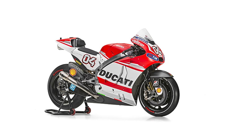 red and white Ducati sport bike, ducati gp14, motorcycle, ducati, HD wallpaper