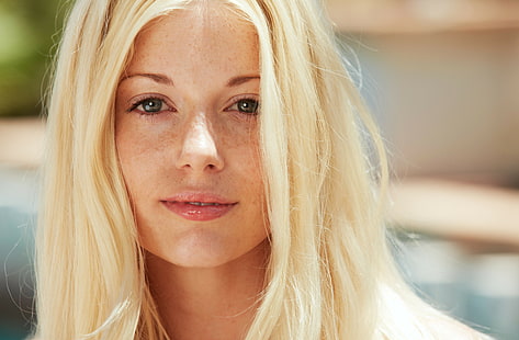 freckles, face, Charlotte Stokely, model, women, platinum blonde, HD wallpaper HD wallpaper