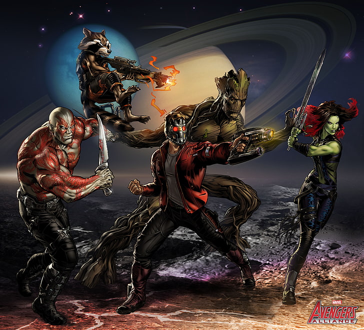Illustrazione dei Guardiani della Galassia, fumetto, Guardiani della galassia, Sfondo HD