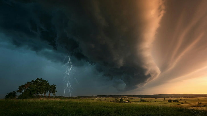 blitzschlag, sturm, himmel, atmosphäre, wolke, wirbelwind, gewitter, phänomen, gewitter, landschaft, tornado, wind, meteorologisches phänomen, HD-Hintergrundbild