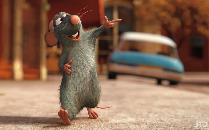 Ratatouille character, mood, the film, cartoon, minimalism, positive, mouse, Ratatouille, HD wallpaper