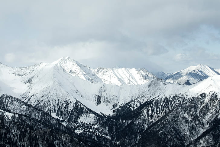 salju, puncak gunung, pemandangan, Wallpaper HD