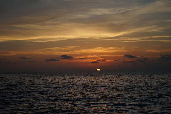 atmosfera, praia, nosso dia, brilho, à noite, maldivas, natureza, mar, céu, música para o mar, pôr do sol, crepúsculo, HD papel de parede