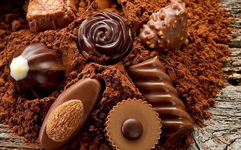 różne czekoladki, czekolada, słodycze, wszelkiego rodzaju, kakao, Tapety HD HD wallpaper