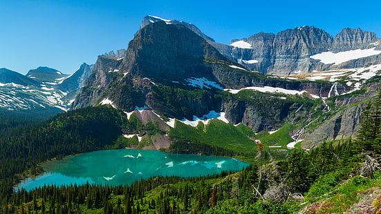 غرينيل الجليدي ، البرية ، مشهد الجبل ، الجبل ، بحيرة جرينيل ، الحديقة الوطنية ، البحيرة الجليدية ، سلسلة الجبال ، الولايات المتحدة ، مونتانا ، كتلة صخرية ، بحيرة ، حديقة جليدية وطنية ، بحيرة جبلية ، سلسلة، خلفية HD HD wallpaper