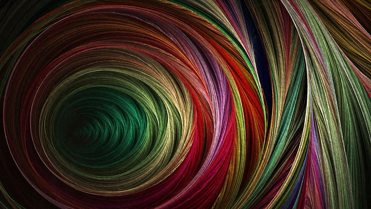 цифровое искусство, абстракция, спираль, красочный, круг, HD обои