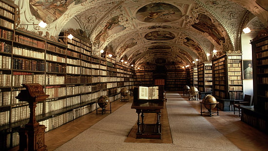 kütüphane, halk kütüphanesi, kurum, strahov kütüphanesi, bina, strahov manastırı, çek cumhuriyeti, prag, avrupa, kitaplar, HD masaüstü duvar kağıdı HD wallpaper