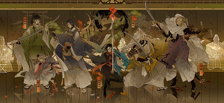 weapons, the game, anime, art, guys, characters, Touken Ranbu, HD wallpaper