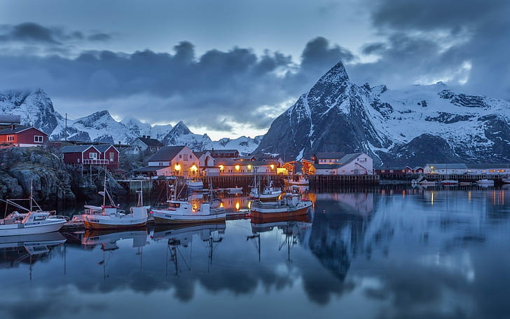아름 다운 풍경 Moskenes 노르웨이 바탕 화면 Hd 벽지 와이드 스크린 해상도 무료로 고품질 1920 × 1200 다운로드, HD 배경 화면