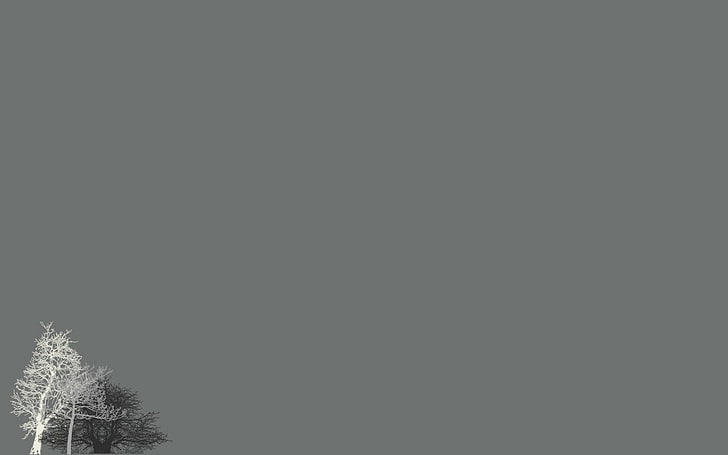 Bäume, grau, grau, Minimalismus, HD-Hintergrundbild