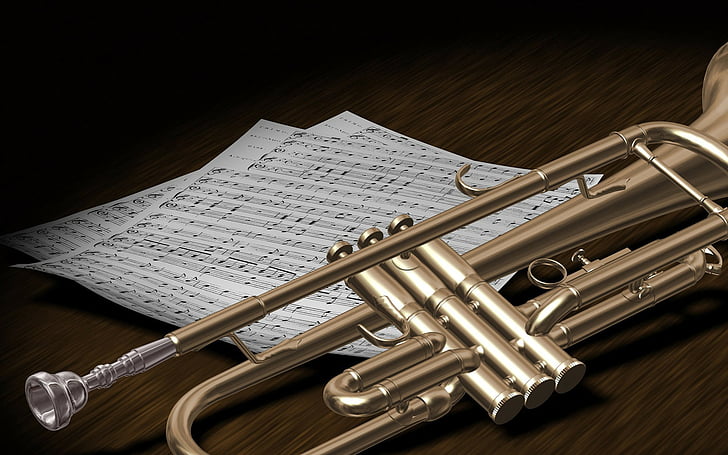 instruments, music, trumpets, HD wallpaper