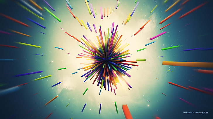 assorted-color abstract digital wallpaper, Lacza, abstract, 3D, colorful, shapes, explosion, digital art, HD wallpaper