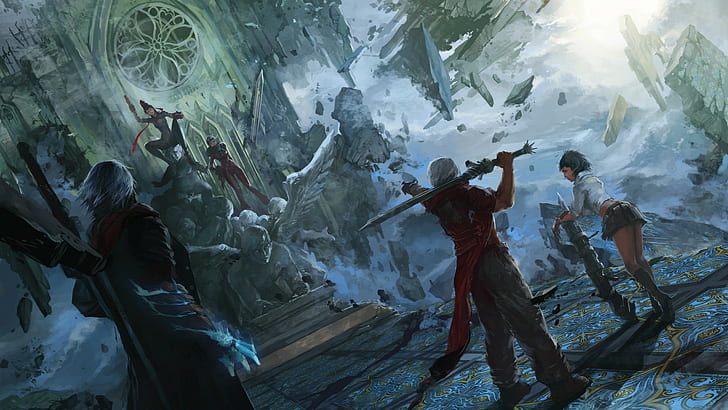 Fantasiekunst, Devil May Cry, Dante, Nero (Figur), Lady (Devil May Cry), Bayonetta, HD-Hintergrundbild